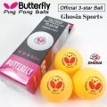 3-Star 40mm Butterfly Plastic Professional Table Tennis Balls ( Pack of 3 )-Japanese Quality Plastic Ping Pong Ball, Tennis Ball. 