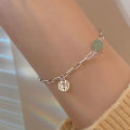 Fashion Jewelry Chinese Jade Pendant Exquisite Bracelet For Girls Elegant Trend Charm Metal Hand Chain For Girls Stylish Festive Birthday Friends Gift Jewelry Accessories Soomas Jewels Bracelets For Women. 