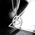 European and American models of hip-hop Eminem sweater chain Eminem the same triangle round pendant titanium steel necklace. 