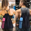 Drawstring Bag Black Swim Sport Sack PE Bags Water Proof Drawstring Gym Bags for Kids Adults with Outside Zipper and Mesh Pocket Swimming Sports Bag for School, Sports, Swimming, Gym, Travel. 