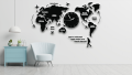 World Map Wall Clock - Wooden Wall Clock with LED RING lights Large Modern Design 3D Stickers Hanging Clock Decorative Watch Home Silent Wall Clocks. 
