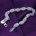 Women\'s 925 Sterling Silver Hollow Chain Bracelet Charm Wrist Bangle Clasp Gift. 