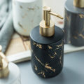 300ml/13 Oz Marble Pattern Ceramic Soap Dispenser/Cup with Golden Pump. 