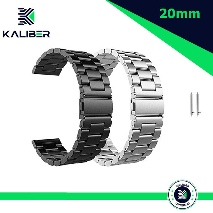 20mm Solid Stainless Steel (80 grams) Band Chain By Kaliber  | Strap for Haylou Rs4 / Mibro Lite / Active watch / & other 20mm watches  with Pins