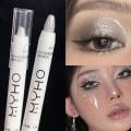 Glitter Highlighter Pen Waterproof Pearlescent Matte White Sliver Diamond Brighten Lying Silkworm Eyeshadow Stick Facial Makeup. 