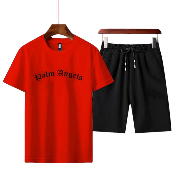 PALM ANGELS PRINTED COTTON HALF SLEEVES O NECK SHORT & TSHIRT FOR MEN BOYS