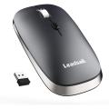 LeadsaiL Wireless Computer Mouse, 2.4G Portable Slim Cordless Mouse Less Noise for Laptop Optical Mouse with 4 Buttons, 2 AAA Battery, USB Mouse for Laptop, Deskbtop, Mac/Book (Grey). 