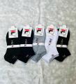 Pair Of 5pcs Fila Cotton Short Socks for Men Stylish Design Footwear High Quality Cotton Material Short Socks For All Occasions. 
