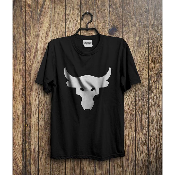 WWE The Rock Bull Head Logo T Shirt Men's Shirt Black Imported Quality