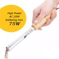 Soldering 220V Heavy Duty Electric Soldering Iron 75W High Quality Soldering Iron Chisel Tip Wood Handle. 