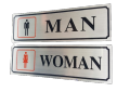 (1 or 2 Set) MAN WOMAN Name Plate - Imported Self-Adhesive Aluminum Sign Plate (7 x 2 inch). 