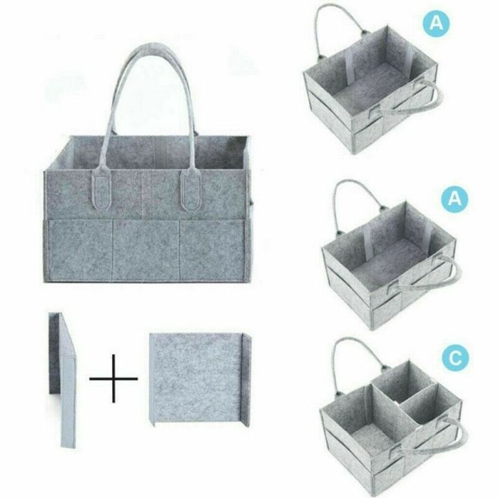Baby%20Diaper%20Caddy%20Portable%20Foldable%20Durable%20Nursery%20Essentials%20Storage%20Basket%20Bin%20And%20Car%20Organizer%20For%20Wipes%20Toys%20Chang%20Pad%20Tote%20Bag%20Baby%20Shower%20Gifts%20(Grey,%2014X9X7%20Inch)%20-%20Image%207