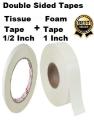 Pack of 2 - Super Strong Powerful Adhesive Double Sided Tissue Tape and Double Sided Foam Tape. 