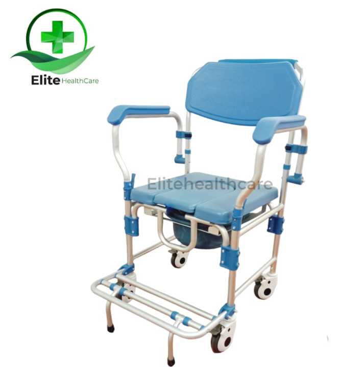 4-in-1 Rolling Shower Chair With Wheels,Waterproof Disabled Wheeled Bathroom Shower Chair For Elderly,Commode Toilet Chair With Removable Bucket - View #4