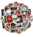 10 Pcs/Pack Skeleton Ghost Skull Punk Rock Horror Waterproof Stickers for Car Bike Laptop Skateboard TV Guitar. 