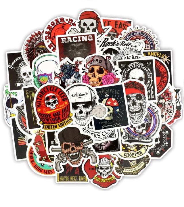 10%20Pcs/Pack%20Skeleton%20Ghost%20Skull%20Punk%20Rock%20Horror%20Waterproof%20Stickers%20for%20Car%20Bike%20Laptop%20Skateboard%20TV%20Guitar%20-%20Image%203