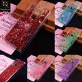 Oppo A5 2020 - Light Pink - Cute Love Hearts Liquid Glitter Pc Back Case. 