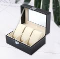 3/6 Grid Faux Leather Watch Box Unisex Display Storage Organizer Watches Case PU Leather 3 Grid Watch Box Holder Organizer Storage Box for Watches, Necklace, Bracelets. 
