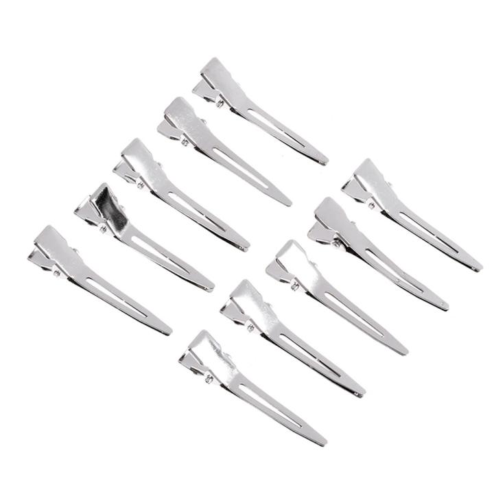10Pcs Single Prong Hair Clip 4.5cm Alligator Flat Clips Metal Hairs Accessories MJ