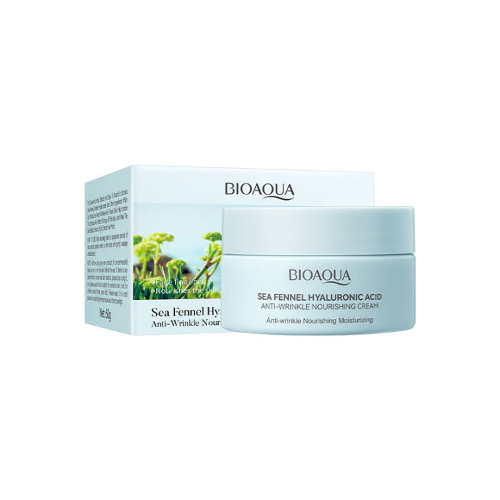BIOAQUA Anti Wrinkle Anti Aging Brightning Cream Sea Fennel Hyaluronic Acid Moisturizing Face Cream 60g