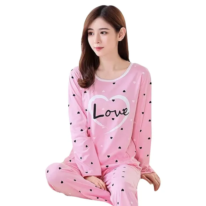 Pink%20Heart%20Love%20Printed%20Design%20Pink%20Colour%20Full%20Sleeves%20Ladies%20Night%20Suit%20For%20Girls%20and%20Womens%20(HN-06)%20-%20Image%202