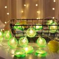 1.5m Fruit Lemon Slice String Lights 10 LED Flashing Garland Hanging Lamp Battery Powered Indoor Outdoor Lighting Night Light--green--. 