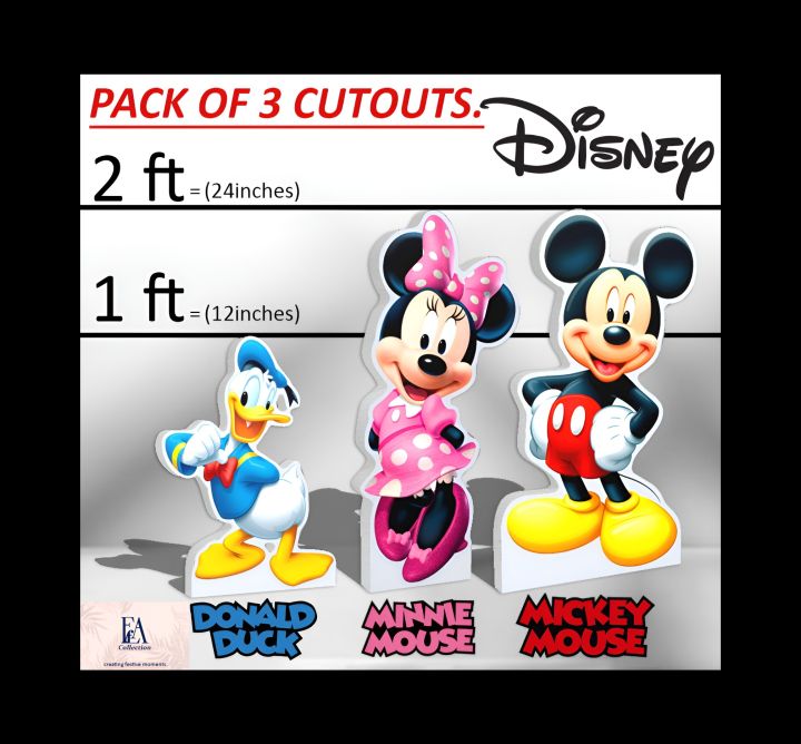 MICKEY AND MINNIE CUTOUTS IN THERMOCOL STANDEE FOR MICKEYMOUSE CLUBHOUSE THEME BASED BIRTHDAY DECORATION.