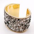 Fkewyy Luxury Designer Bracelet Women Ethnic Style Metal Jewelry Rhinestone Natural Stone Cuff Bracelets Party Birthday Gift. 