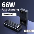 66W Super Fast Charge Power Bank 20000mAh with biult in Cables Portable External Battery Fast Charger. 