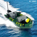 Military green assault boat children's assembled small particle building blocks toy accessories equipment box. 