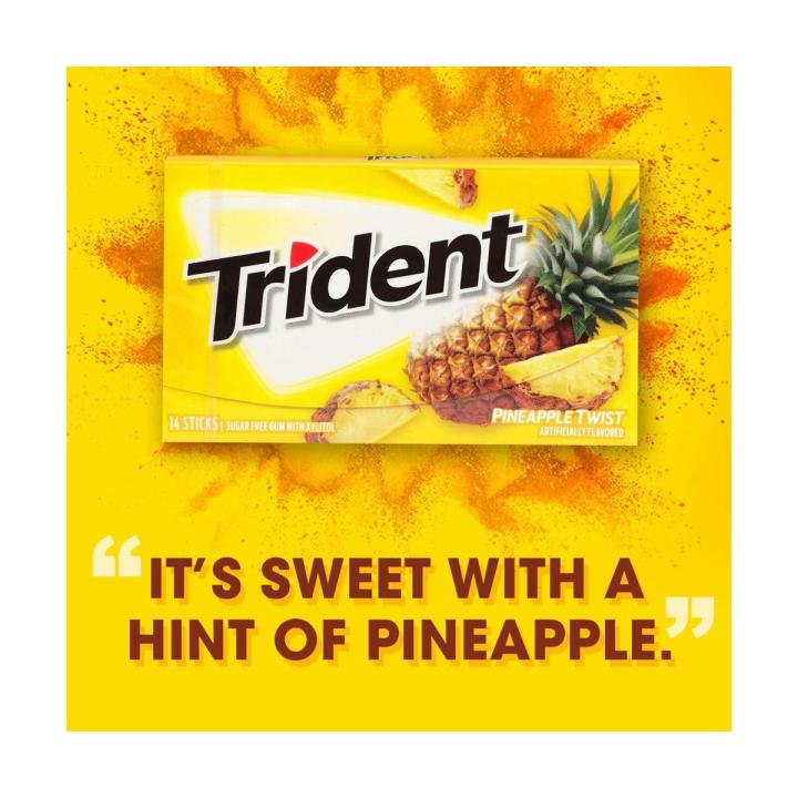 Trident Bubble Gum, Pineapple Twist, Sugar Free Gum, 14 Sticks​
