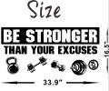 WallsArt Store Be Stronger Than Your Excuses Sticker, Gym Wall Decal Exercise Wall Sticker, Fitness Wall Decor for Gym, Inspirational Wall Quotes Sticker. 