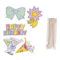 Foam Board Cake Topper Collection, Cartoons Character Sticker Cakes Topper, Happy Birthday Baby Boy & Baby Girl Announcement Best Wishes Foamboard Stickers Cup Cake Toppers Sponge Cake Decoration Foaming Sheet Wooden Top, Parties Decor Supplies Materials. 