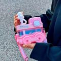 Vital Creations 1pc, Cute Cartoon Train Water Bottle with Straw and Strap Portable Drinking Cup for Summer Travel and Birthday Gifts. 
