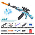 A-47 Gel Blaster Manual Reload & Automatic Electric Rechargeable - 2 in 1 Toygun With Goggles With 2 Types Barrel - Size Approx. 108 cm. 