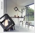 Black Metal Cube Cage Lamp Pendant Lights Modern LED Pendant Lamp Lampshade Lighting Hanging Light Fixture Pendant Ceiling Lamp. 