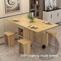 Folding Dining Table, Rectangular Simple Dining Table, Removable and Retractable, for Kitchen Multifunctional Table with 4 chair. 