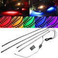 4pcs Multi-Color RGB 252 LED 5050 SMD Strip Under Car Tube Underglow Underbody System Waterproof Neon Light Kit 120X90cm. 