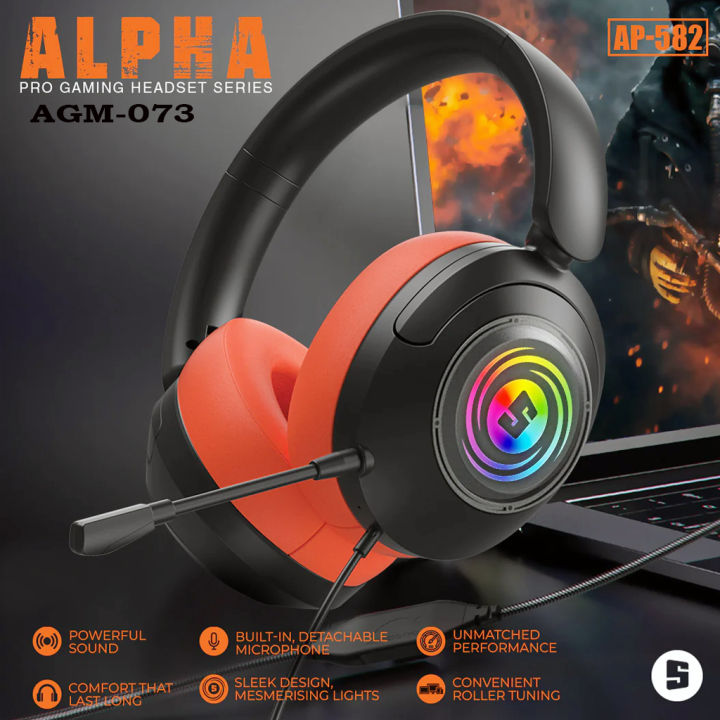 Space Alfa Pro Gaming Handset Series AP-582 | Powerful Sound | Unmatched Performance | Sleek Design mesmerizing Light | Comfort For Last Long