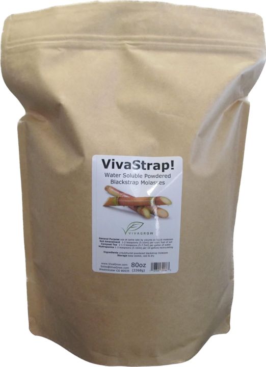 VivaStrap! Dry Powdered Blackstrap Molasses Unsulphured Water Soluble Biostimulant 700 grams.