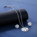 316L Tree of Life Stainless Steel Neck Chain Necklace Earring Set Lucky World Tree Choker Chain Jewelry Sets for Women Girl TZ98. 