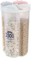 Partition Jar 2-Compartment Airtight Food Storage Container with Lid 2.5L Clear Plastic Canisters Kitchen Pantry Organization Storage Containers For Flour Sugar Cereal Pasta Noodles Beans. 
