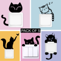 SmileArt Cat Set of 5 Switch Board Wall Art Stickers Decals, Light Button Socket Sticker Girls Kids Baby Nursery Room DIY Home Decoration, Kitchen Interior Design , Children Bedroom Home Decor. 