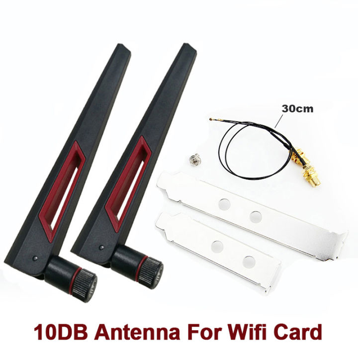 2 X 10dbi Antenna Set For Intel Ax210 Wifi 2.4ghz 5ghz Dual Band M.2
