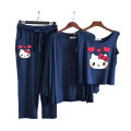 Women's Hello Kitty Printed Lounge Wear Night Suit - 3 Piece Set. 