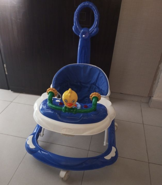 Baby Folding Walker Yellow Bird Toy with Carrier Stick - Attached Toys with Sound