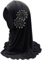 Pack of 3 Muslim Kids Girls Hijab | Islamic Headscarf with Diamontes Flower | One Piece Full Cover Makna Wrap | Ice Silk Scarf for 1-8 Years | Modest Stylish Hijab | Small to XL Sizes | Soft Comfortable | Perfect for Daily, Eid & School Use. 