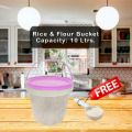 Airtight Rice Flour Bucket 10 Ltrs Storage Container With Free Spoon - Perfect For Rice Flour Cereal Storage. 