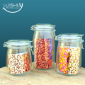 Wishly Airtight food storage Glass Jars/Containers Set with Clear vacuum Seal glass Lid with metal hook/clip lock - Kitchen & Dining Canisters for Serving Tea, Sugar, Coffee, Spice, Sugar, Candy, Nuts, Cookie, Rice etc.. 