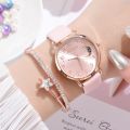 Women Watch Moon Numbers Dial Bracelet Watches Set Ladies Leather Band Quartz Wristwatch Women Female Clock Relogio Mujer Hot. 